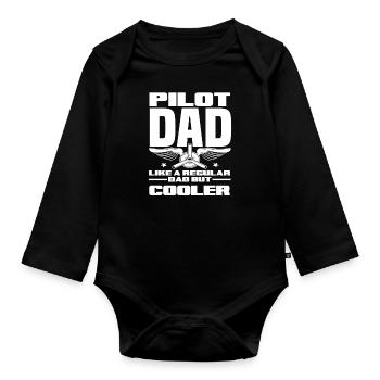 Pilot Dad - Organic Longsleeve Baby Bodysuit - black - Front