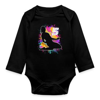 Soccer Woman Soccer 5th Birthday - Organic Longsleeve Baby Bodysuit - black - Front