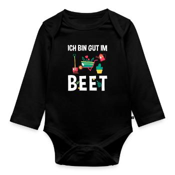 Ich Bin Gut Im Beet Gärtner - Baby Bio-Langarm-Body - Schwarz - Vorne