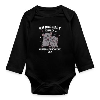I just like pot-bellied pigs pig - Organic Longsleeve Baby Bodysuit - black - Front