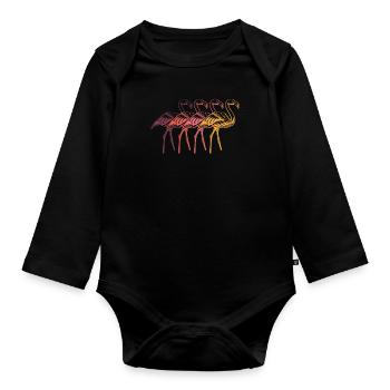 Flamingo - Organic Longsleeve Baby Bodysuit - black - Front