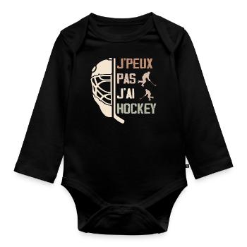Ich kann keine Hockey-Geschenkidee haben - Baby Bio-Langarm-Body - Schwarz - Vorne