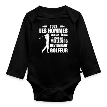 Ebenso bessere Männer werden Golfer - Baby Bio-Langarm-Body - Schwarz - Vorne