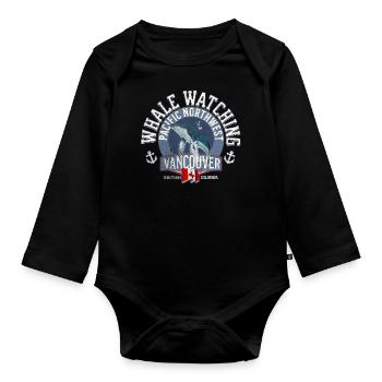 Whale watching pacific northwest 2 - Organic Longsleeve Baby Bodysuit - black - Front