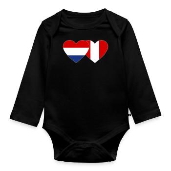 Holland Peru Flagge Herz - Baby Bio-Langarm-Body - Schwarz - Vorne