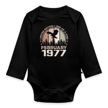 Incomparable since February 1977, 47th Anniversary - Organic Longsleeve Baby Bodysuit - black - Front