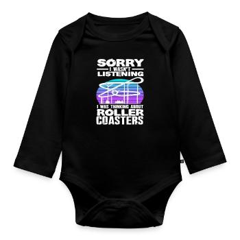 Achterbahn Spruch Geschenkidee - Baby Bio-Langarm-Body - Schwarz - Vorne