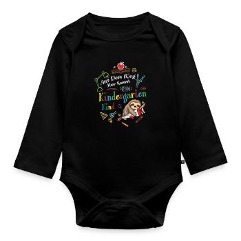 Aus Der Weg Hier Kommt Ein Kindergartenkind - Baby Bio-Langarm-Body - Schwarz - Vorne