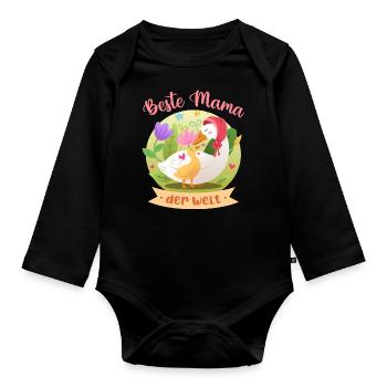 Meilleure maman du monde Design pour la fête des mères - Body Bébé bio manches longues - noir - Devant
