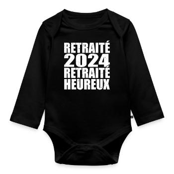 Happy Retiree Retirement Gift 2024 - Organic Longsleeve Baby Bodysuit - black - Front