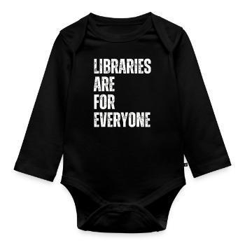Les bibliothèques s’adressent à tous les amoureux des livres - Body Bébé bio manches longues - noir - Devant