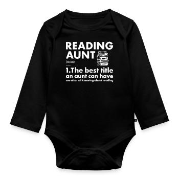 Reader Aunt Definition Reading - Organic Longsleeve Baby Bodysuit - black - Front