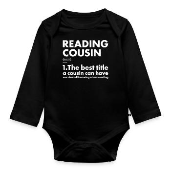 Reader Cousin Definition Reading - Organic Longsleeve Baby Bodysuit - black - Front