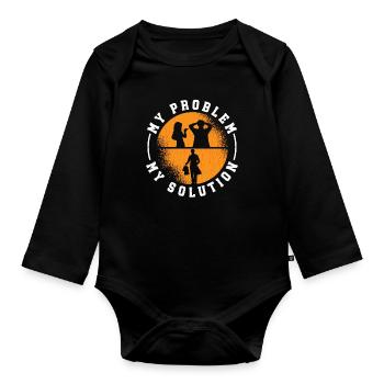 Thrift Shopper My Problem My Pictogram Dad Mom - Baby Bio-Langarm-Body - Schwarz - Vorne
