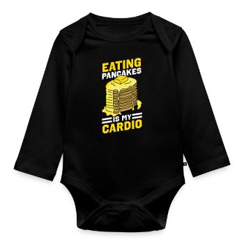 Amateur de crêpes Les enfants mangent des crêpes - Body Bébé bio manches longues - noir - Devant