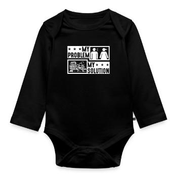 Garage Sales Lover My Problem My Pictogram Mom Dad - Organic Longsleeve Baby Bodysuit - black - Front