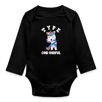T1D Diabetes Typ 1 Diabetiker Geschenk - Baby Bio-Langarm-Body - Schwarz - Vorne