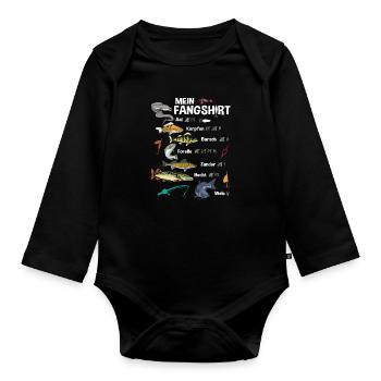 My Fang Shirt Drôle Liste de pointage Pêcheur - Body Bébé bio manches longues - noir - Devant