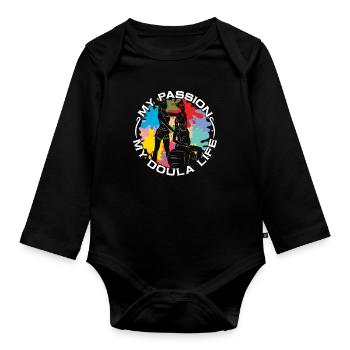 Doula Ma Passion Ma Doula Vie Compagnon de Naissance - Body Bébé bio manches longues - noir - Devant