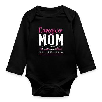 Caregiver Mom The Idol The Myth Loves Caregiving - Organic Longsleeve Baby Bodysuit - black - Front