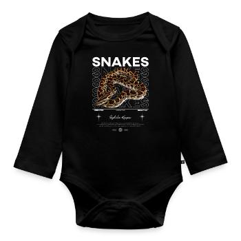 Burmesische Python Moderne Streetwear Reptilienhalterin - Baby Bio-Langarm-Body - Schwarz - Vorne