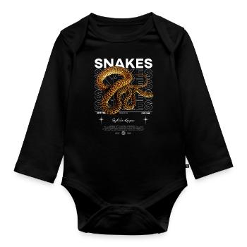 Teppich Python Modern Streetwear Reptilienpfleger - Baby Bio-Langarm-Body - Schwarz - Vorne