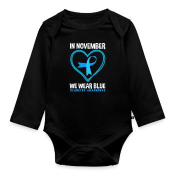 T1D Diabetes Type 1 Diabetic Gift - Organic Longsleeve Baby Bodysuit - black - Front