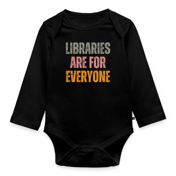 Les bibliothèques s’adressent à tous les amoureux des livres - Body Bébé bio manches longues - noir - Devant