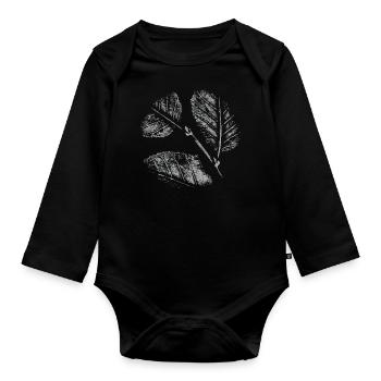 Leaves Pattern - Organic Longsleeve Baby Bodysuit - black - Front