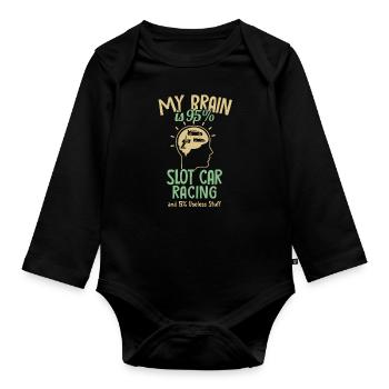 My Brain is 95% Slot Car RC Car Minicar Slot Car - Organic Longsleeve Baby Bodysuit - black - Front
