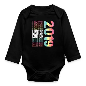 Limited Edition seit 2019 Geburtstag Vintage 2019 - Baby Bio-Langarm-Body - Schwarz - Vorne