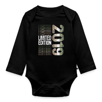 Limited Edition seit 2019 Geburtstag Vintage 2019 - Baby Bio-Langarm-Body - Schwarz - Vorne