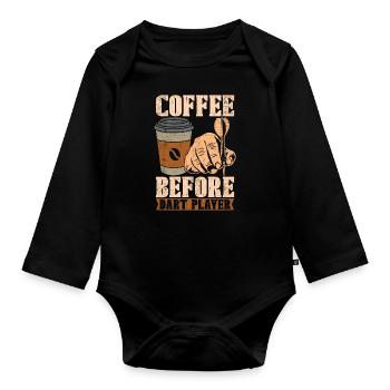 Dart Player Coffee Before Bullseye Coffee Lover - Baby Bio-Langarm-Body - Schwarz - Vorne