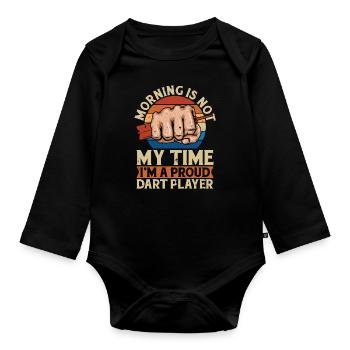 Dart Player Morning Is Not My Time Darts Playing - Baby Bio-Langarm-Body - Schwarz - Vorne