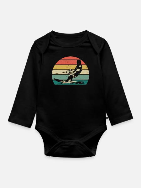 Wakeboarden Herzschlag Wakeboard Wakeboarder - Baby Bio-Langarm-Body - Schwarz