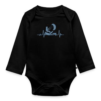 Kitesurfen - Battement de Coeur - Heartbeat - Baby Bio-Langarm-Body - Schwarz - Vorne