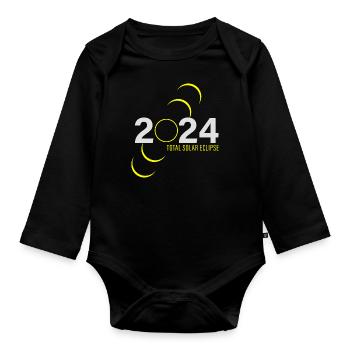 Totale Sonnenfinsternis 2024 - Zeuge der Dunkelheit - Baby Bio-Langarm-Body - Schwarz - Vorne