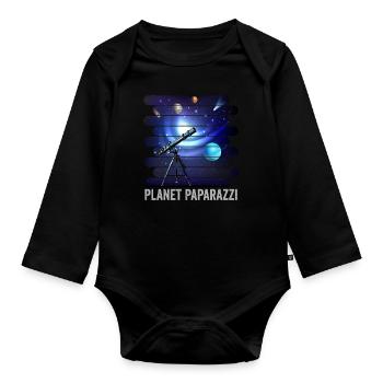 Planète Paparazzi : capturer les merveilles cosmiques - Body Bébé bio manches longues - noir - Devant