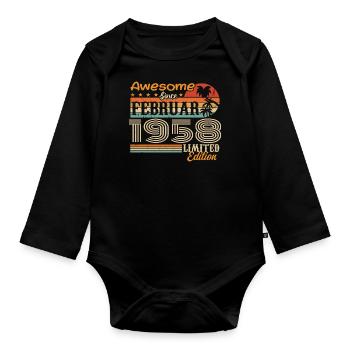 Geburtstag Vintage Geschenkidee Februar 1958 - Baby Bio-Langarm-Body - Schwarz - Vorne