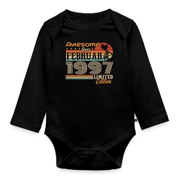 Birthday Vintage Gift Idea February 1997 - Organic Longsleeve Baby Bodysuit - black - Front