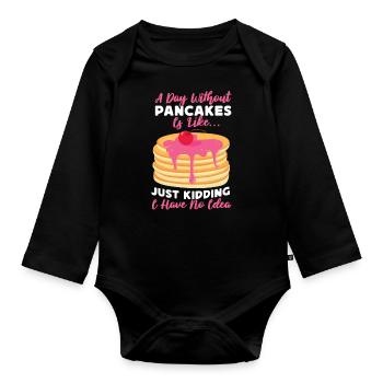 Amoureux des crêpes Les enfants Une journée sans - Body Bébé bio manches longues - noir - Devant