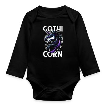 Gothic Unicorn Gothicorn - Organic Longsleeve Baby Bodysuit - black - Front