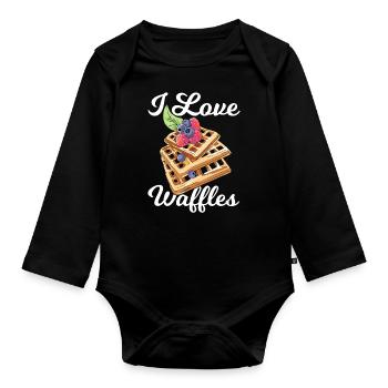 Waffle Love - Gaufre Belge - Body Bébé bio manches longues - noir - Devant