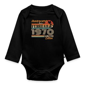 Geburtstag Vintage Geschenkidee Februar 1970 - Baby Bio-Langarm-Body - Schwarz - Vorne