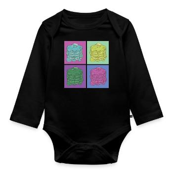 Pancake Lover Kids Retro Vintage - Baby Bio-Langarm-Body - Schwarz - Vorne