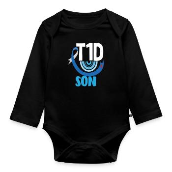 T1D Diabetes Type 1 Diabetic Gift - Organic Longsleeve Baby Bodysuit - black - Front