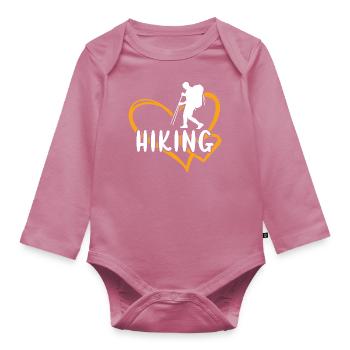 Hiker Heart Hiking - Organic Longsleeve Baby Bodysuit - mauve - Front
