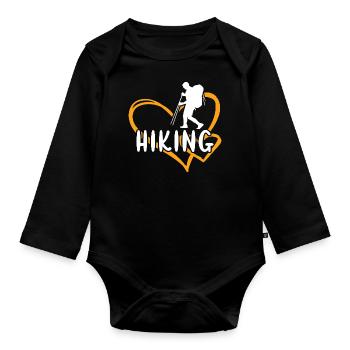 Hiker Heart Hiking - Organic Longsleeve Baby Bodysuit - black - Front