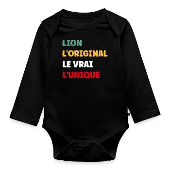 lion - Body Bébé bio manches longues - noir - Devant
