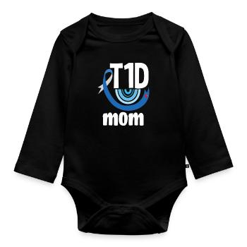 T1D Diabetes Typ 1 Diabetiker Geschenk - Baby Bio-Langarm-Body - Schwarz - Vorne